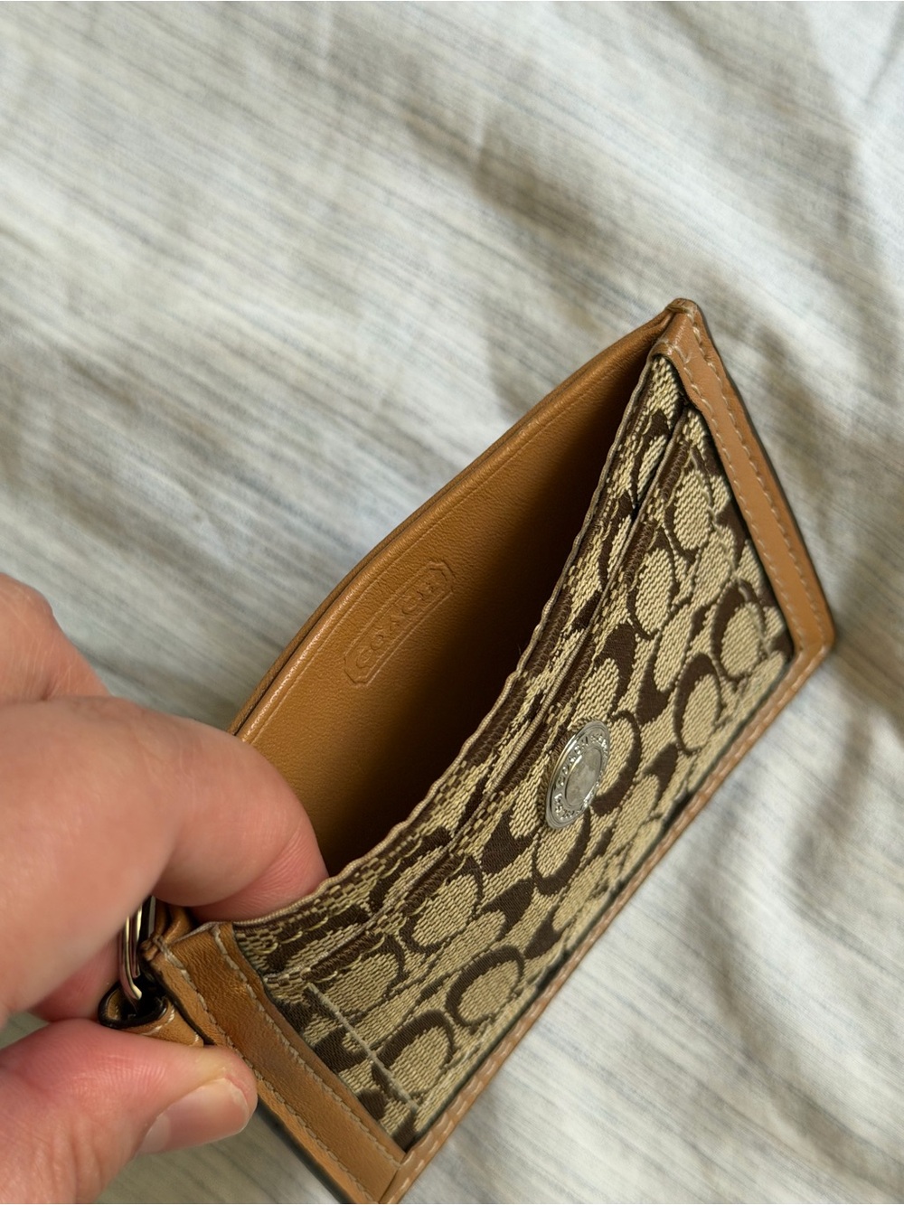 Vintage Coach Brown Signature Canvas Card ID Picture Case Holder - Picture 4 of 6